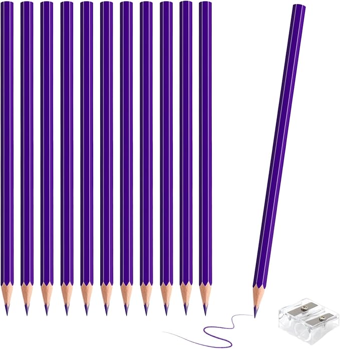 12 Pack Purple Colored Pencils for Kids, Pre-sharpened Art Pencils Back to School Supplies Set, Drawing Sketching Pencils for Students, Teachers, Classroom