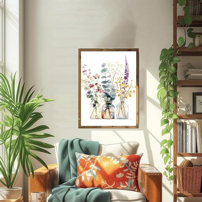 ICYANART Flowers Paint by Numbers for Adults Framed, Number Painting 8x12In
