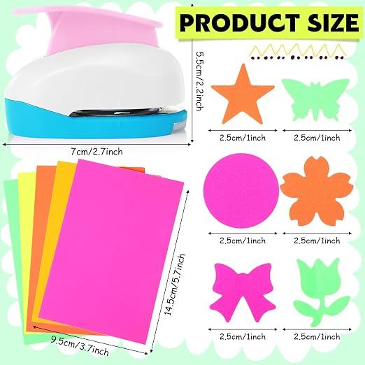 CHENGU Hole Punches 6 Shapes with Cardstock for Kids,Fresh Style,1 Inch