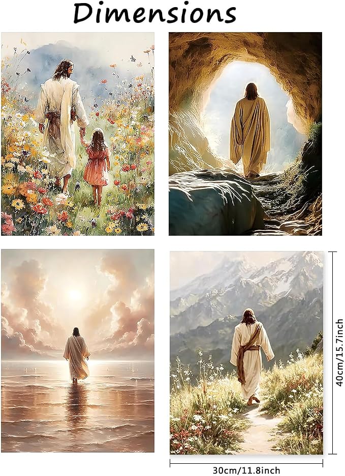 3 Pack Jesus Paint by Numbers Kit for Adults Beginner (Without Frame) | Paint by Number Kits on Canvas DIY Acrylic Oil Easy Painting by Numbers for Home Wall Decor Gift12X16 in