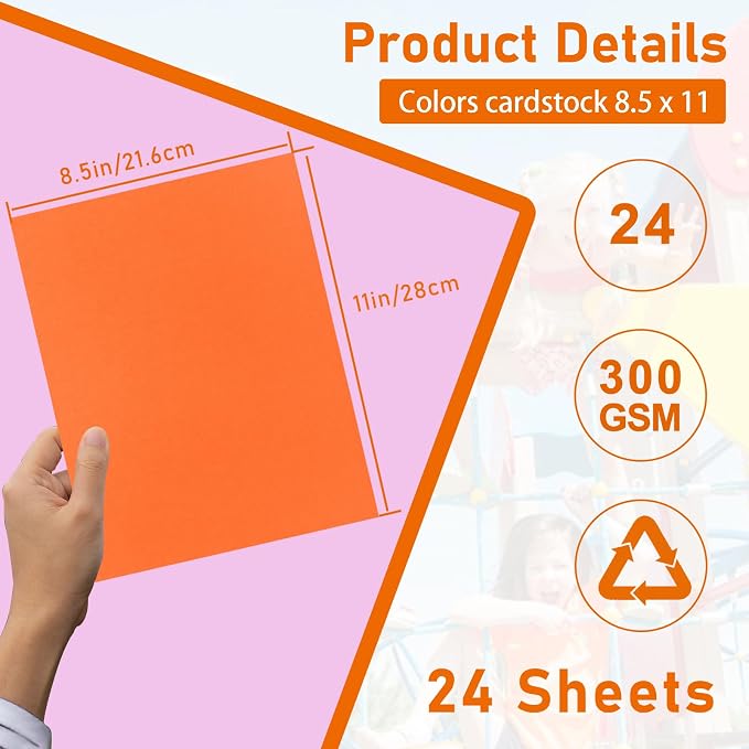 Guakicae 24 Sheets 12 Colors Cardstock 8.5 x 11 Craft Paper 110lb