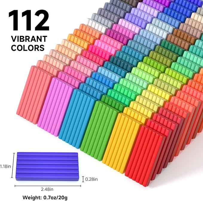 Shuttle Art 112 Colors Polymer Clay Kit, Oven Bake Clay for Kids, 20 Sculpting Tools, 16 Accessories, Non-Toxic, Non-Sticky DIY Crafts for Kids Adults