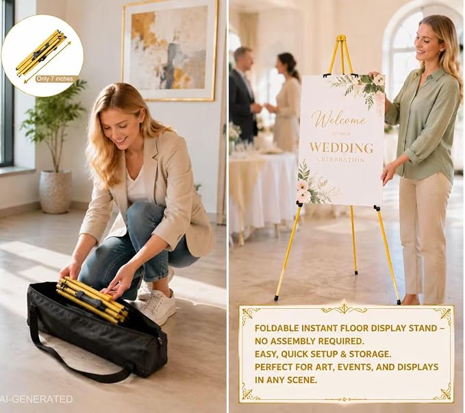 MXG Easel Display Stand, 66" Adjustable Metal Easel for Painting & Sign