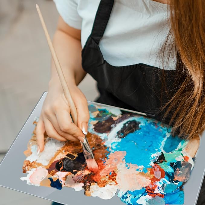 Nuanchu 1 Pcs Tempered Glass Palette for Oil Painting, 9 X 12 Inches Grey