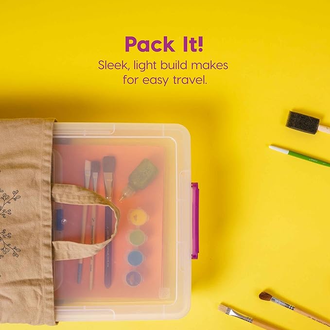 IRIS USA Storage Bins with Lids |Made in USA| 6 Qt - (6-Pack) - Clear | Plastic Containers for Crafts, Art, Office & Study Supplies / Secure Latch Buckles