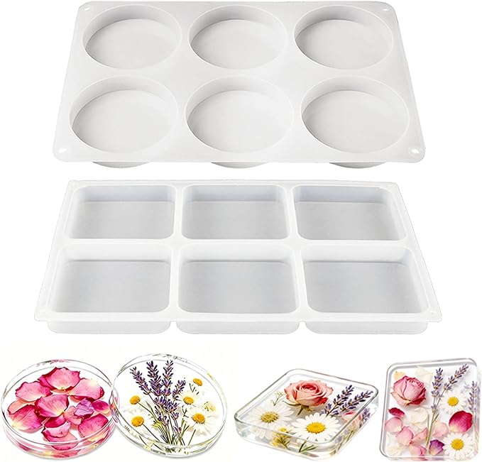 12Cavity Deep Resin Coaster Molds,4 Inches Coaster Silicone Molds for Resin | Round and Square Coaster Molds for Epoxy Resin,Coaster Epoxy Resin Molds for Flower Bouquet Preservation,Cups Mats,DIY Craft