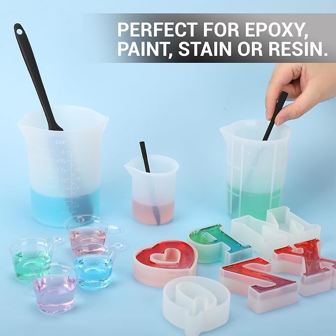 Gartful 9PCS Epoxy Resin Stir Sticks, Large Silicone Mixing Sticks for Resin Art, Reusable Stirring Rods for Paint, Glitter Tumblers, Face Mask, Slime Making, Arts and Crafts Projects, Black