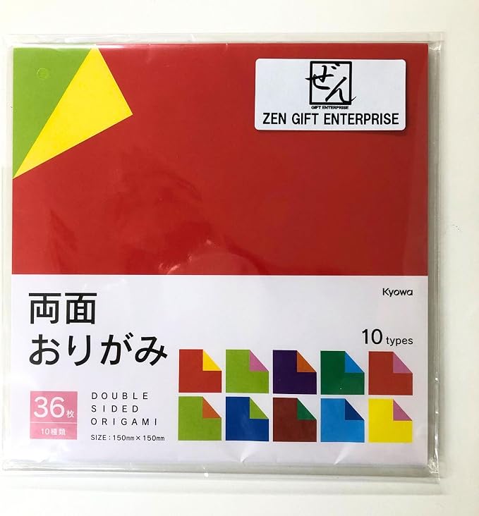 Origami Paper Double Sided Colored, 6 x 6 Inch Square, 36 Sheets