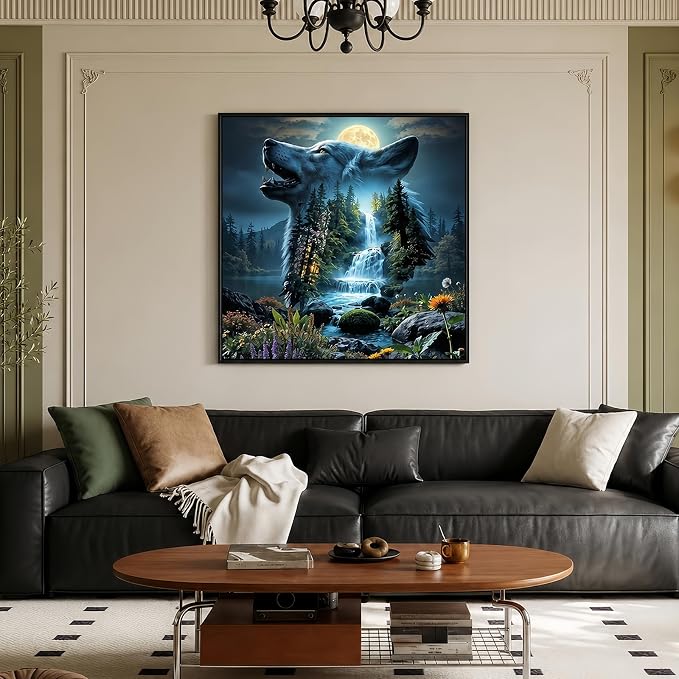 Mosaflare 5D Wolf Diamond Painting Kits for Adults 13.7x13.7 Inch