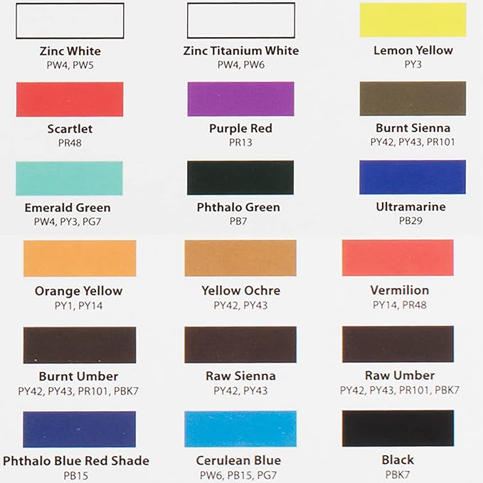 Marie's Water-Mixable Oil Color Set of 18, 12ml Tubes Solvent-Free - 6 Pack