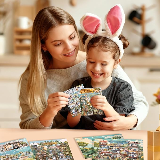 Girls DIY Miniature 3D Scene Stickers, 4 Sets, for Crafts and Scrapbooking