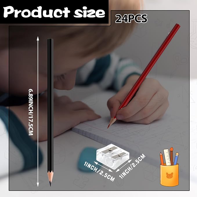 24 PCS Red Black Colored Pencils, Pre-sharpened Professional Wooden Art Pencils Set for Artists Painting | Premium Drawing Sketching Supplies (Red Black)