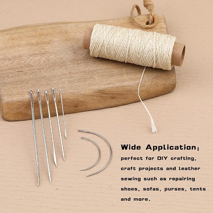 Waxed Thread, Upholstery Needle and Thread 55 Yards 150D Flat
