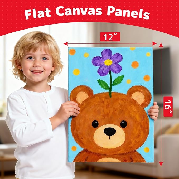 Simetufy 32 Pack 12x16 inch Large Flat Canvas Boards for Painting | Gesso Primed Acid-Free 100% Cotton Paint Canvas Panels for Acrylics Oil Watercolor Tempera