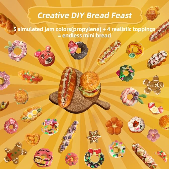 iLAND Air Dry Clay Kits Fun Crafts for Teens DIY Mini Bakery Miniature Food Toy Easy Crafts for Adult Women 1/12 Scale Accessories of Dollhouse Kitchen Creative Family Game Night Birthday Gift Ideas