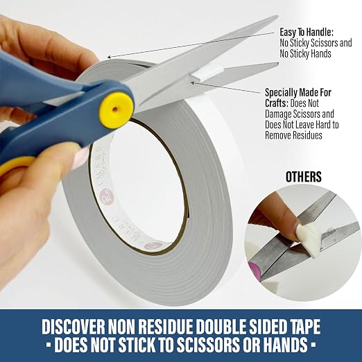 Double Sided Tape for Crafts, 3mm Thick Foam Adhesive Tape for Scrapbooking, Journals & DIY Projects, Strong Double Stick Tape for Card Making, Photos, Paper Projects 0.98in X 16.4 ft (25mm X 5m)
