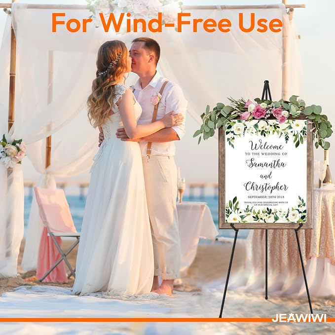 JEAWIWI 6 Pcs Lifhtweight Easel Stand, 66 Inch, Black, with Portable Bags | Adjustable Folding Metal Easel for Wedding Sign Stand, Display Show, Arts, Poster, with Portable Bags