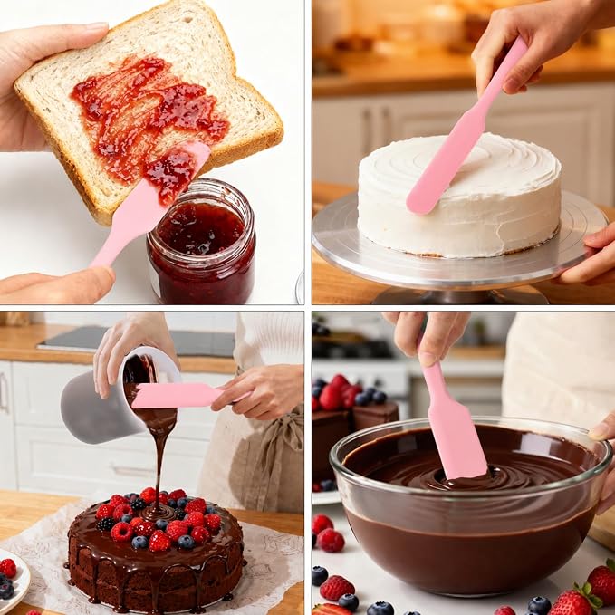 Palksky 4PCS Pink Measuring Cups with 1 Cup & 1.5 Cup & Jar Spatulas | Reusable Baking Supplies for DIY Chocolate Molds, Melting Chocolate