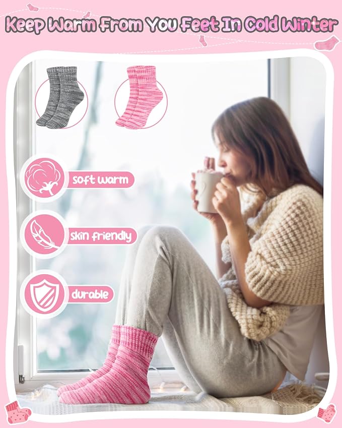 Katech Knitting Kit for Beginner Adults W/Socks Step-by-Step Instruction | 4 Pcs Socks Yarn Knitting Kit w/ Knitting Needles, Knitting Starter Kit for Learn to Knit Sock Kits Gift Gray-pink