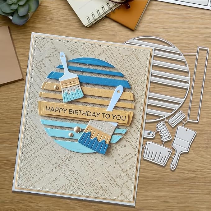 Lapoo Geometric Cutting Die for Scrapbooking - Durable, Metal Cutting Die for DIY Scrapbook Photo Album Decorative Paper Card, Card Making Supplies (Painted Background Frame 5.1 x 4.1 in)
