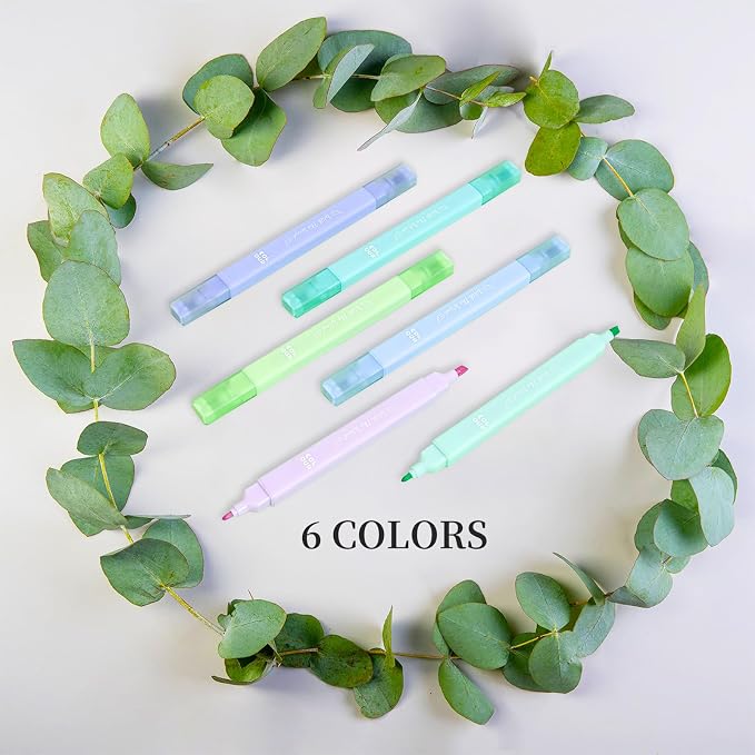 konket 12Pcs Aesthetic Bible Pastel Highlighters and Pens no bleed Cute Highlighters Double Ended Highlighter for and Office Journal