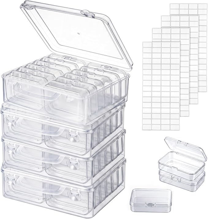 VZZNN 52 Pack Bead Organizer Box (4 Large Boxes and 48 Small Boxes), Jewelry Organizers and Storage with 256 Stickers, Suitable for Home and Office Storage of Handicrafts