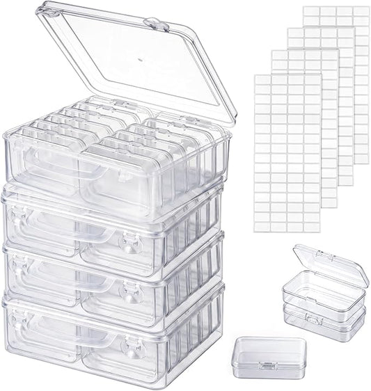 VZZNN 52 Pack Bead Organizer Box (4 Large Boxes and 48 Small Boxes), Jewelry Organizers and Storage with 256 Stickers, Suitable for Home and Office Storage of Handicrafts