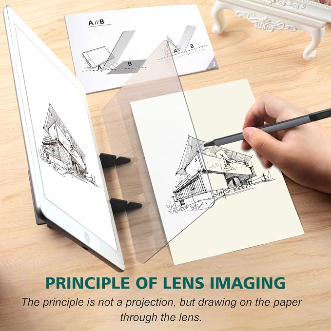 Yuntec Optical Drawing Board Portable Image Drawing Board | Tracing Drawing Projector Painting Board Sketching Tool with PMMA Lens for Beginners, Artists (7.9” x 5.3”) - Small