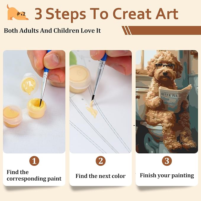 Reivworl Dog Paint by Numbers Kit for Adults, 16×20 inch