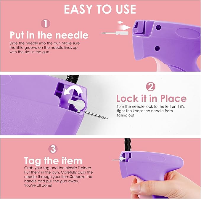 Stitch Gun for Clothes - Handheld Stitch Gun Quick Clothing Fixer - Tagging Gun - Includes 6 Needle, 1000 Black Fasteners & 1000 White Fasteners
