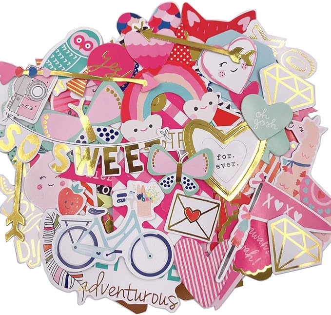 Scrapbook Stickers,80pcs Cardstock Stickers Love Stickers Decorative Masking Stickers for Personalize Laptop Scrapbook Daily Planner and Crafts