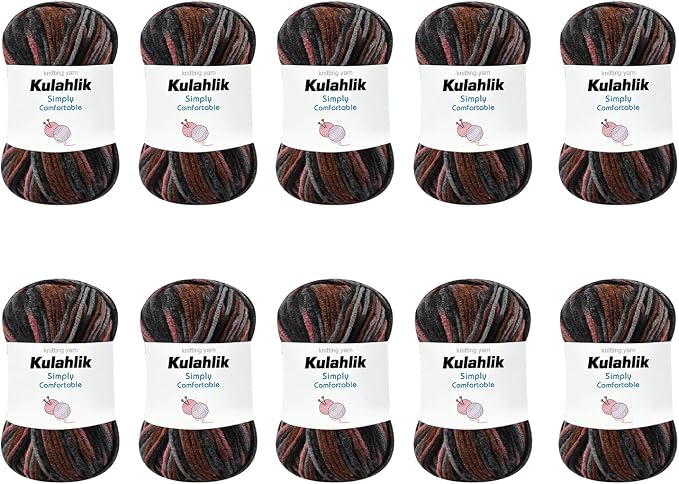 500g(10x50g) Acrylic Yarn for Crocheting and Knitting, Colorful Gradient Yarn Thread, 10 Rolls Skeins, Multicolor Hilo Acrílico, Perfect for DIY Crafts Project