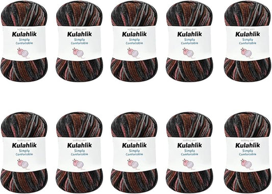 500g(10x50g) Acrylic Yarn for Crocheting and Knitting, Colorful Gradient Yarn Thread, 10 Rolls Skeins, Multicolor Hilo Acrílico, Perfect for DIY Crafts Project