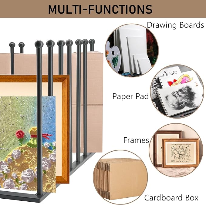 Art Storage Rack, Art Drying Rack, Art Canvas Organizer, Paint Display Rack Metal Easel Display Stands for Canvas Boards, Panels, Prints, Frames, Artworks, Gallery