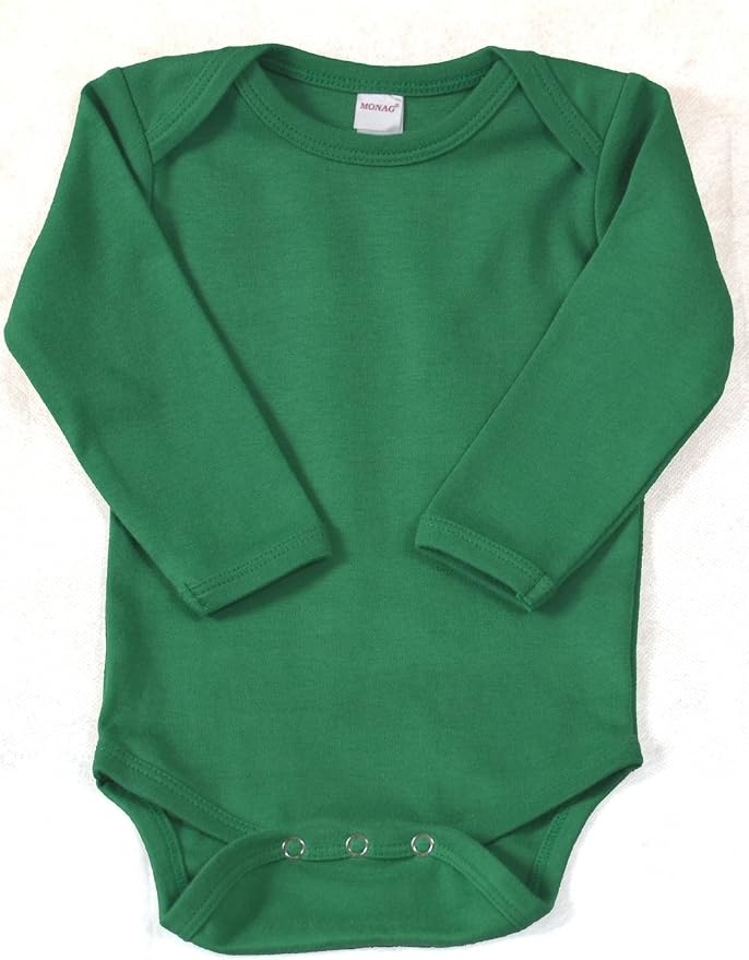 Monag Long Sleeve Baby Bodysuit, Long Sleeve Blank Solid Color Baby One-Piece, 100% Cotton Infant Bodysuit, Creeper