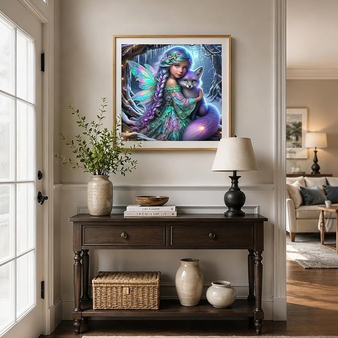 Fairy 5D DIY Diamond Painting Kits Fox Diamond Art Kits for Beginners | Full Drill Gem Paintings Art Kits for Home Wall Decor13.78 x13.78 Inch