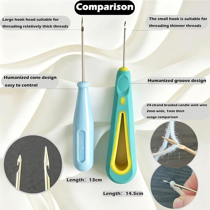 135PCS Candle Making Kits with Candle Wick Trimmer(7IN)& Dipper,Big Eye Long Needle Mold Hook Punch Needle for Inserting Wick,Cotton Wick with Metal Sustainer Tabs,Wick Stickers for Candle Lovers