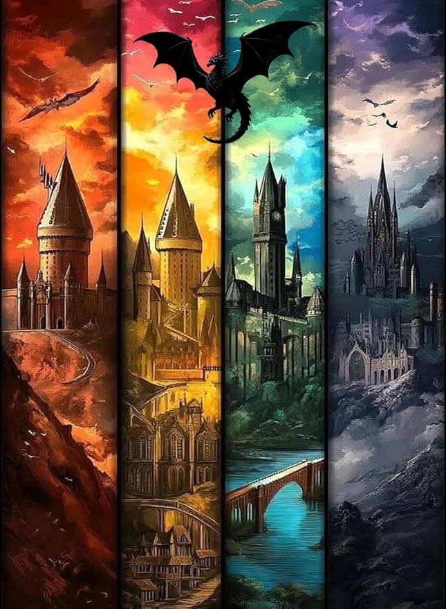 Castle Paint by Numbers Kit for Adults Framed Canvas 12X16in, Frameworkless | Easy Adult Paint by Number Kits on Canvas DIY Magical Castle Painting for Beginners Art by Numbers for Home Wall Decor Gift