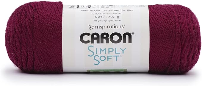 Caron Simply Soft Yarn for Crocheting & Knitting, Burgundy, 3-Pack | #4 Worsted Medium, Soft 100% Acrylic Yarn for Crochet, Knitting, Blankets and Crafts, 315 Yards, 170.1g/6oz per skein