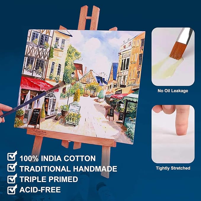 Stretched Canvases for Painting 8x24 Inch 5-Pack, 10 oz Triple Primed Acid-Free 100% Cotton Long Blank Canvas, Art Canvases for Oil Paint Acrylics Pouring & Wet Art Media, Pour Painting