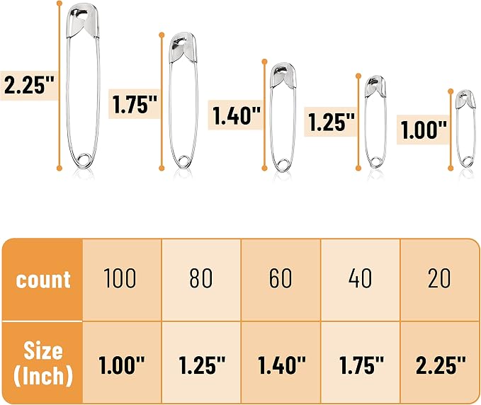 Mr. Pen- Safety Pins, 900 Pack, Small & Large Sizes, Nickel Plated Steel