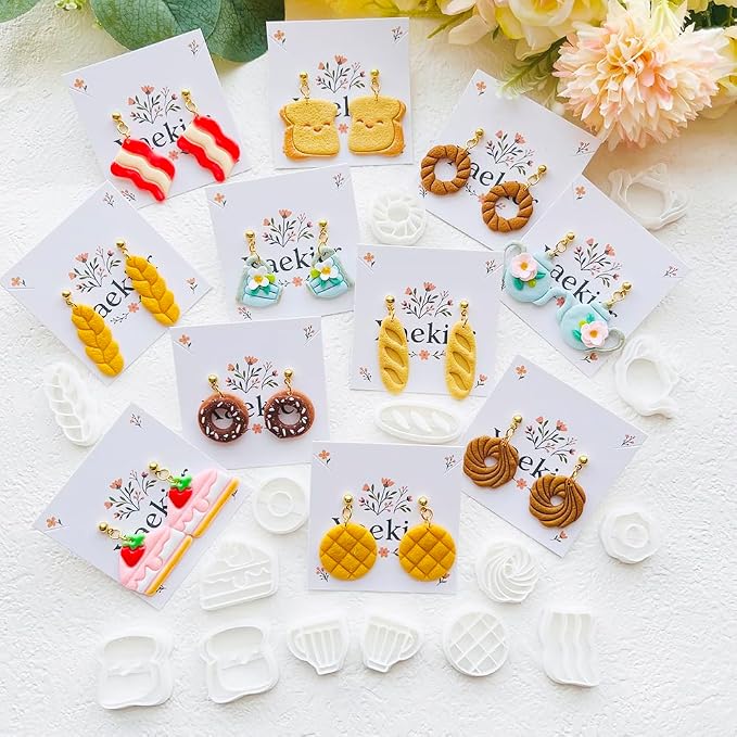 Food Shape Polymer Clay Cutters Set – Molds, Clay Cutters for Polymer Clay, Clay Earring Tools（Non-Food Items）