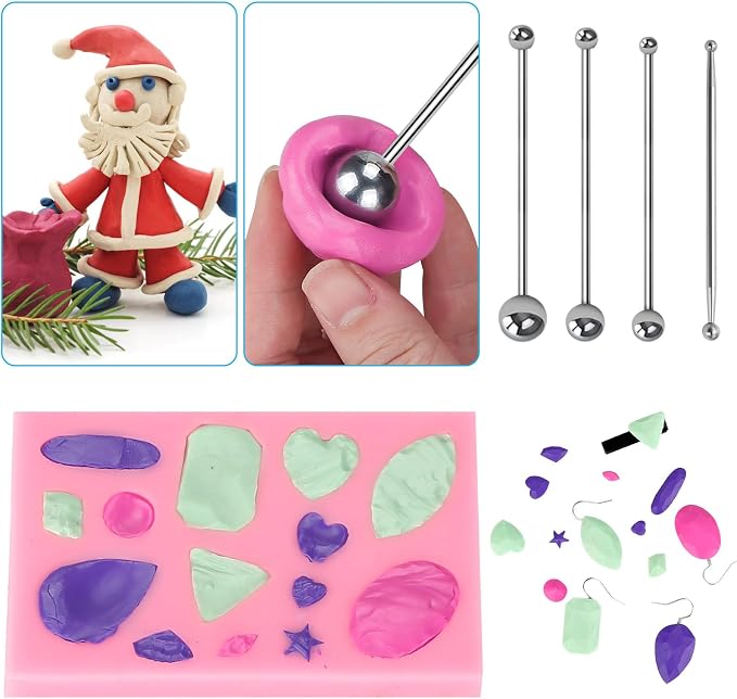 CiaraQ 60-Color Polymer Clay Oven Bake Modeling Kit | 12 sculpting tools, 3-layer storage box, acc. pack, guide. Great for school, home, gifts, kids & artists.