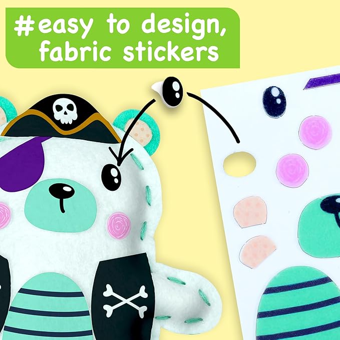 EZCRA Bear Sewing Kit for Kids Ages 4-8 - 4 Beginner Felt Projects