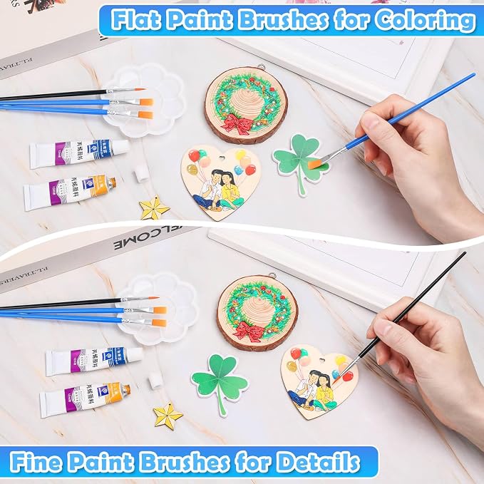 200 Pcs Small Paint Brushes Bulk, Anezus Detail Paint Brushes Fine Brushes with Flat and Round Tip Acrylic Brushes Set for Classroom Water Color Pumpkin Canvas Painting Touch Up