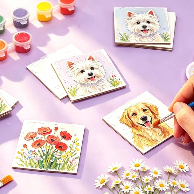 30Pack 2.5x2.5IN Square Mini Canvas Magnets, Small Magnetic Paint Canvas | Non-toxic, Ideal for Acrylic, Watercolor, Oil Painting, DIY Magnet Kit, Refrigerator Decor
