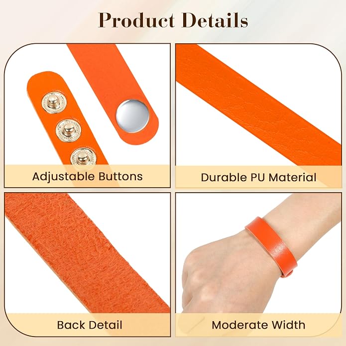 TXIN Faux Leather Snap Bracelets Blank Colorful Adjustable Plain PU Leather Wristband for DIY Jewelry Making Women Men Cuff Wrist Crafts