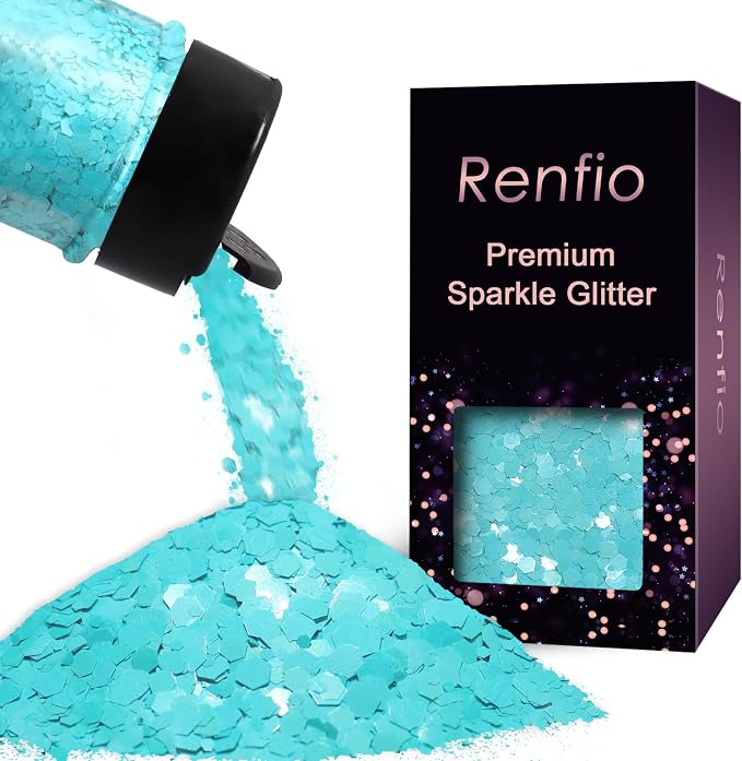 Renfio Macaron Blue Chunky Glitter for Snowglobe Tumbler 1.76oz/50g