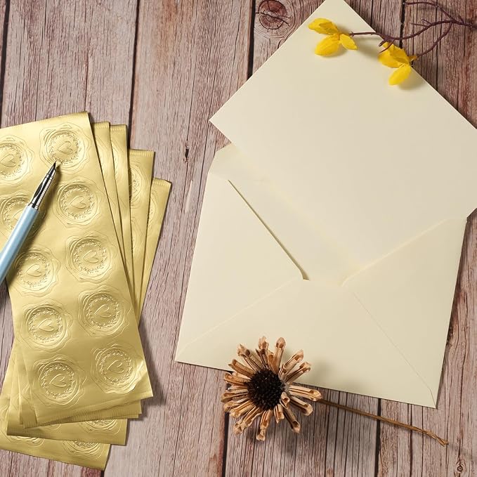 50 Pack A7 Colorful Envelopes with 5x7 Folded Cardstock Gold Stickers | With Blank Cards For Greeting Cards, Wedding, Birthday Party, Baby Showers, Invitations