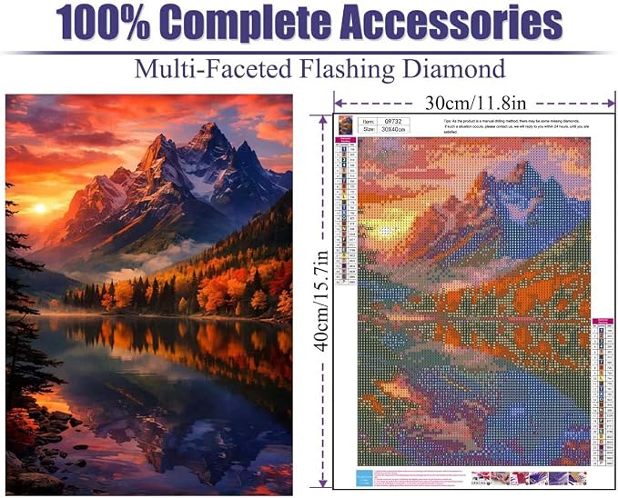 Apcufir 6 Pack Diamond Painting Kits for Adults,Landscape Diamond Art Kits for Beginners,Waterfall and Sunset Relaxing Diamond Dots Gem Art for Home Wall Decor 12X16 Inch